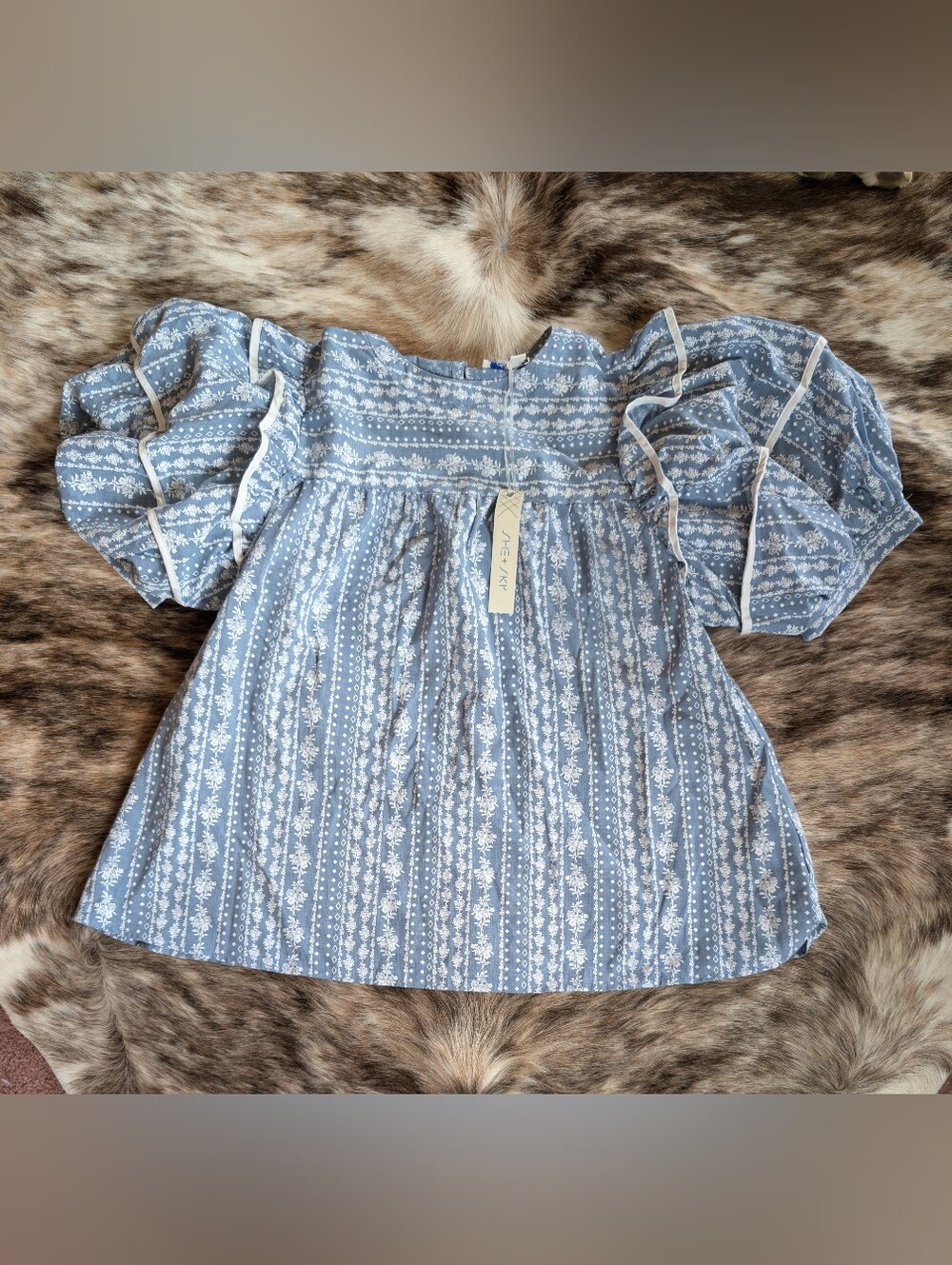 Women's She+Sky Blue Floral Peplum Top